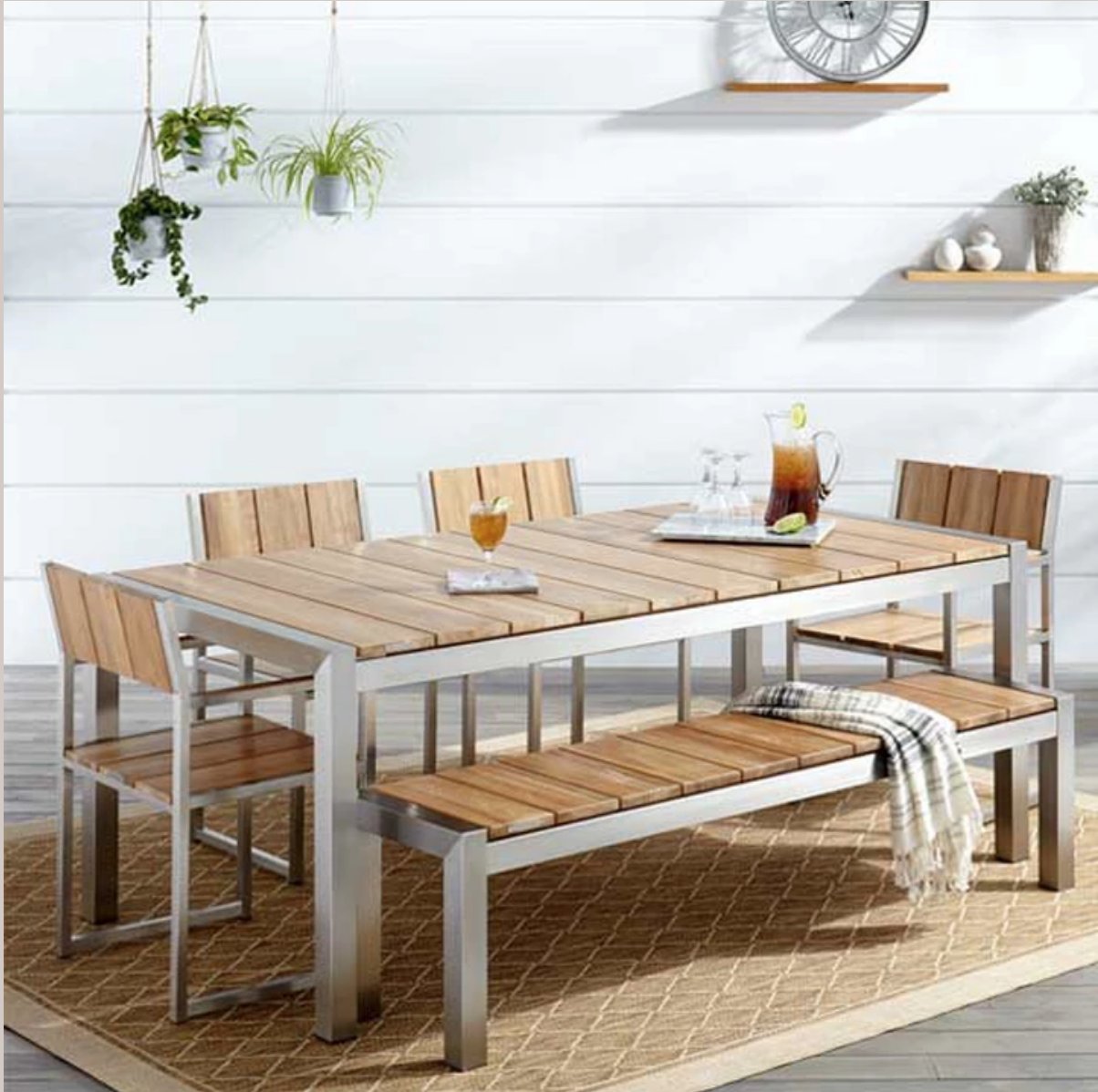 Wood Steel & Combination Outdoor Dining Set for Garden, Terrace & patio