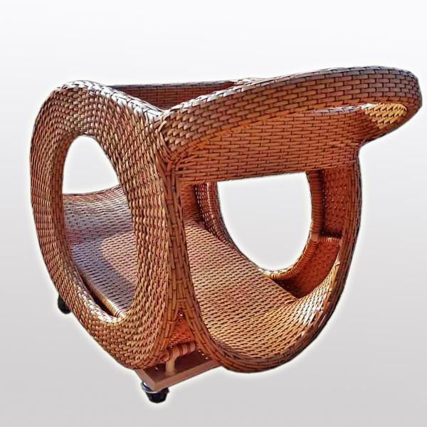 Outdoor Wicker Serving Trolley- Latte