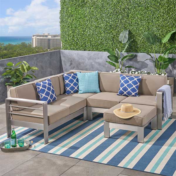 Outdoor Wood & Aluminum _ Sofa Set - Azerba