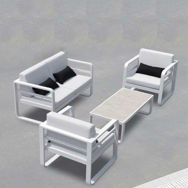 Outdoor Wood & Aluminum - Sofa Set - Silla