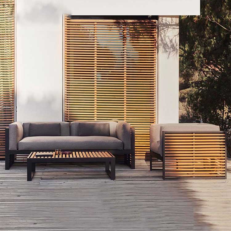 Outdoor Wood & Steel - Sofa Set - Black Cerry Prime