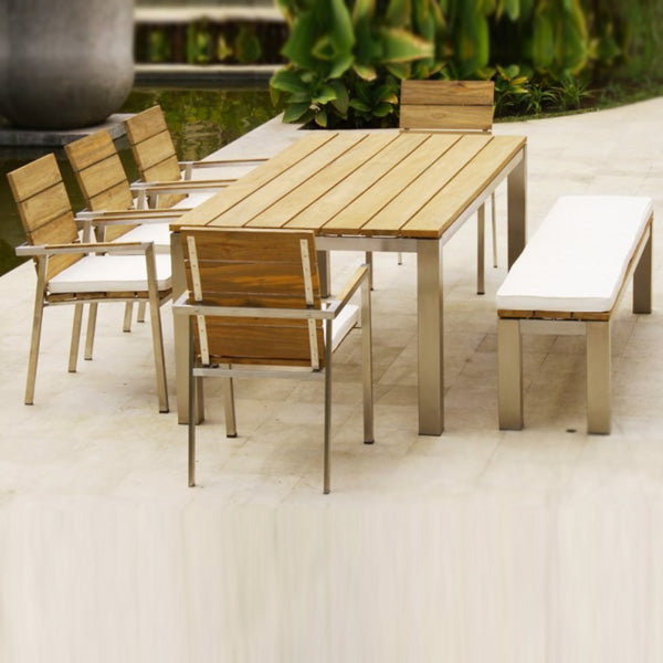 Outdoor Wood & Steel - Dining Set - Iroko