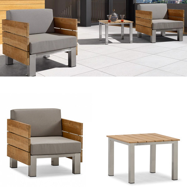 Outdoor Wood & Steel - Sofa Set - Beech