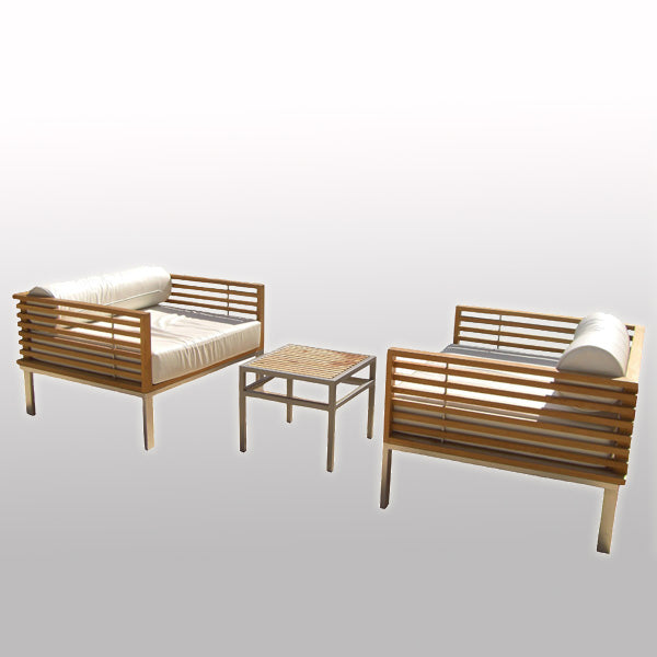 Outdoor Wood & Steel - Sofa Set - Black Cherry